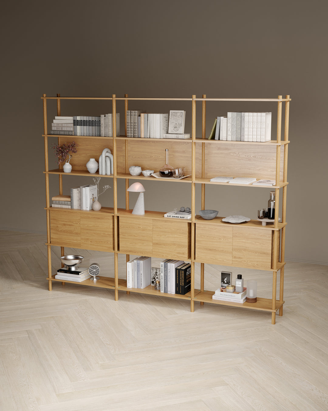 Runa 241x30cm üçlü kitaplık M120